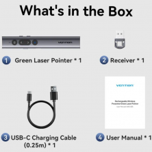 Presentador Inalámbrico por Bluetooth Vention KQJH0/ 2.4GHz/ Gris