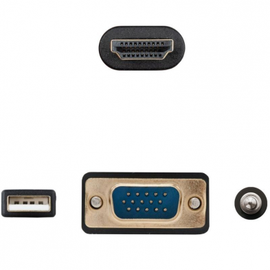 Cable Conversor Nanocable 10.15.4612/ HDMI Macho - VGA Macho/ Jack 3.5 Macho/ USB Macho/ 1.8m/ Negro