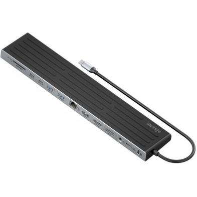 Hub USB Tipo-C Aisens ASUC-13P042-GR/ 2xUSB Tipo-C/ 1xUSB Tipo-C PD/ 2xUSB/ 2xHDMI/ 1xDisplayPort/ 1xLector de Tarjetas/ 1xJack 