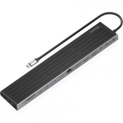 Hub USB Tipo-C Aisens ASUC-13P042-GR/ 2xUSB Tipo-C/ 1xUSB Tipo-C PD/ 2xUSB/ 2xHDMI/ 1xDisplayPort/ 1xLector de Tarjetas/ 1xJack 