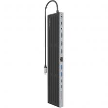 Hub USB Tipo-C Aisens ASUC-13P042-GR/ 2xUSB Tipo-C/ 1xUSB Tipo-C PD/ 2xUSB/ 2xHDMI/ 1xDisplayPort/ 1xLector de Tarjetas/ 1xJack 