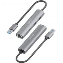 Hub USB Aisens ASUC-4P035-GR/ 1xUSB Tipo-C/ 2xUSB/ 1xRJ45/ Gris