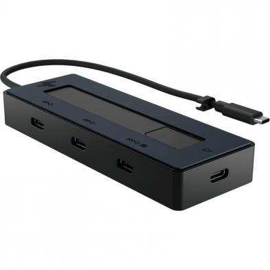 Hub USB Tipo-C HP 6G843AA/ 3xUSB Tipo-C/ 1xUSB Tipo-C PD/ Negro y Azul