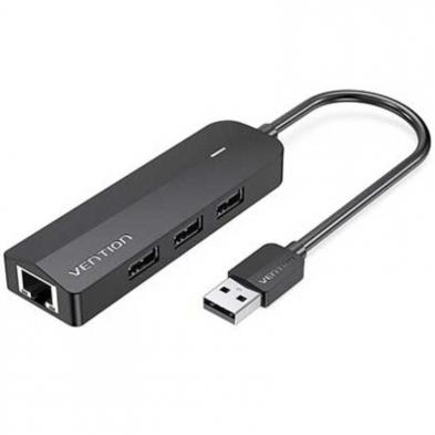 Hub USB 2.0 Vention CHPBB/ 3xUSB/ 1xMicro USB PD/ 1xRJ45/ Negro