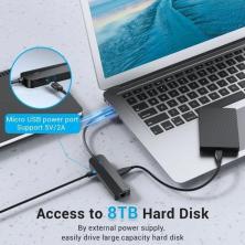 Hub USB 2.0 Vention CHPBB/ 3xUSB/ 1xMicro USB PD/ 1xRJ45/ Negro