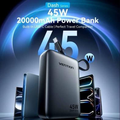 Powerbank 20000mAh Vention FHGH0/ 45W/ Gris/ Incluye Cable USB Tipo-C