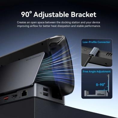 Docking USB Tipo-C para Steam Deck / Switch Vention TPZH0/ 2xHDMI 4K/ 3xUSB/ 1xUSB Tipo-C/ 1xUSB Tipo-C PD/ 1xRJ45/ 1xLector Tar