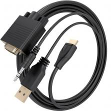 Cable Conversor Aisens A122-1015 SVGA Macho - USB Macho - Jack Macho/ HDMI Macho/ 2m/ Negro