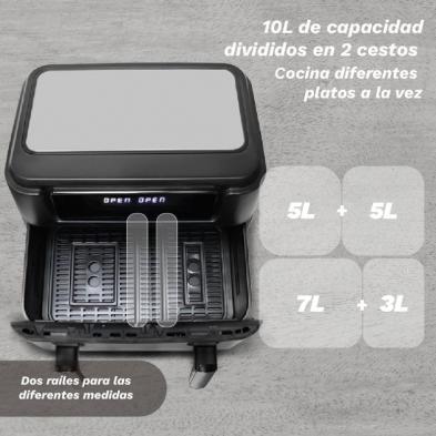 Freidora por Aire Airfryer / Sin Aceite Grunkel Dualflexifryer/ 2800W/ Capacidad 10L