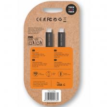 Cable USB 2.0 Tipo-C Tech One Tech TEC2206/ USB Tipo-C Macho - USB Tipo-C Macho/ Hasta 60W/ 480Mbps/ 1m/ Negro