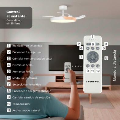 Ventilador de Techo Grunkel SKYDUAL42/ 30W/ 4 Aspas 106cm/ 6 Velocidades