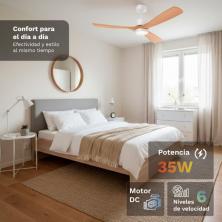 Ventilador de Techo Grunkel SKYSTYLE52/ 35W/ 3 Aspas 132cm/ 6 Velocidades