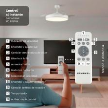 Ventilador de Techo Grunkel SKYWHITE42/ 30W/ 3 Aspas 106cm/ 6 Velocidades
