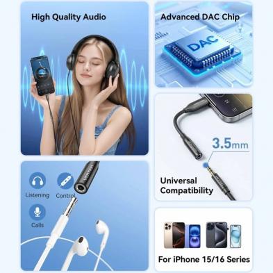 Adaptador Audio Vention BIIBA/ Jack 3.5 Hembra - USB Tipo-C Macho/ 10cm/ Negro
