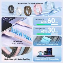 Cable USB 2.0 Tipo-C 5A Vention TRISH/ USB Tipo-C Macho - USB Tipo-C Macho/ Hasta 240W/ 480Mbps/ 2m/ Azul