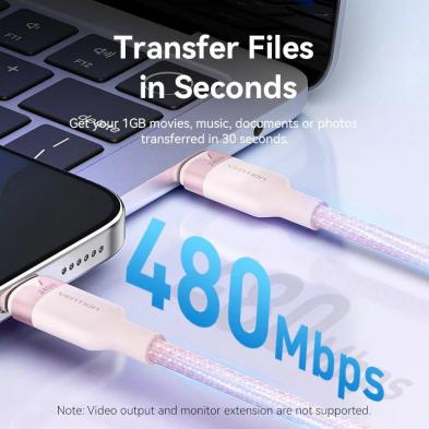Cable USB 2.0 Tipo-C 5A Vention TRISH/ USB Tipo-C Macho - USB Tipo-C Macho/ Hasta 240W/ 480Mbps/ 2m/ Azul