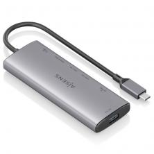 Docking USB Tipo-C Aisens ASUC-7P031-GR/ 1xHDMI 4K/ 1xUSB/ 2xUSB Tipo-C/ 1xLector Tarjetas/ 1xUSB Tipo-C PD/ Gris