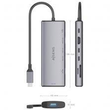 Docking USB Tipo-C Aisens ASUC-7P031-GR/ 1xHDMI 4K/ 1xUSB/ 2xUSB Tipo-C/ 1xLector Tarjetas/ 1xUSB Tipo-C PD/ Gris