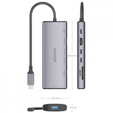 Docking USB Tipo-C Aisens ASUC-7P031-GR/ 1xHDMI 4K/ 1xUSB/ 2xUSB Tipo-C/ 1xLector Tarjetas/ 1xUSB Tipo-C PD/ Gris
