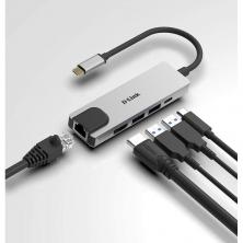 Docking USB Tipo-C D-Link DUB-M520/ 2xUSB/ 1xUSB Tipo-C/ 1xHDMI 4K/ 1xRJ45/ 1xThunderbolt/ Gris