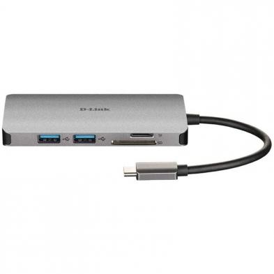 Docking USB Tipo-C D-Link DUB-M810/ 3xUSB/ 1xUSB Tipo-C/ 1xThunderbolt/ 1xHDMI 4K/ 1xRJ45/ 1xLector tarjetas/ Gris