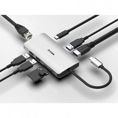 Docking USB Tipo-C D-Link DUB-M810/ 3xUSB/ 1xUSB Tipo-C/ 1xThunderbolt/ 1xHDMI 4K/ 1xRJ45/ 1xLector tarjetas/ Gris