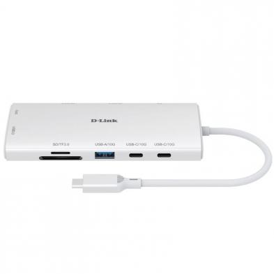 Docking USB Tipo-C D-Link DUP-A01/ 1xUSB/ 2xUSB Tipo-C/ 2xHDMI 4K/ 1xRJ45/ 1xLector de Tarjetas/ 1xUSB Tipo-C PD/ Blanco