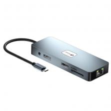 Docking USB Tipo-C Leotec LEDS03/ 3xUSB/ 1xUSB Tipo-C PD/ 1xHDMI 4K/ 1xDisplayPort/ 1xVGA/ 1xAudio/ 1xRJ45/ 1xLector Tarjetas SD