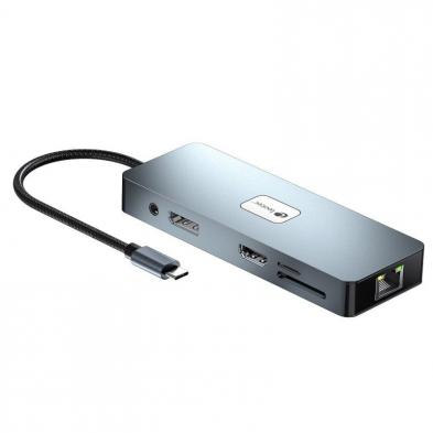 Docking USB Tipo-C Leotec LEDS03/ 3xUSB/ 1xUSB Tipo-C PD/ 1xHDMI 4K/ 1xDisplayPort/ 1xVGA/ 1xAudio/ 1xRJ45/ 1xLector Tarjetas SD