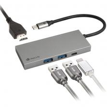 Docking USB Tipo-C NGS WonderDock4 Pro/ 2xUSB/ 1xUSB Tipo-C DP/ 1xHDMI 4K/ Gris