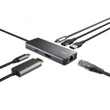 Docking USB Tipo-C Trust Dalyx/ 2xUSB/ 2xUSB Tipo-C/ 1xHDMI 4K/ 1xRJ45/ Gris
