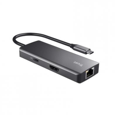 Docking USB Tipo-C Trust Dalyx/ 2xUSB/ 2xUSB Tipo-C/ 1xHDMI 4K/ 1xRJ45/ Gris