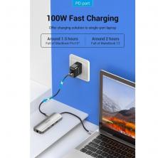 Docking USB Tipo-C Vention TOMHB/ 1xHDMI 4K/ 2xUSB/ 1xUSB Tipo-C/ 1xUSB Tipo-C PD/ 1xRJ45/ 1xLector Tarjetas SD y MicroSD/ Jack 