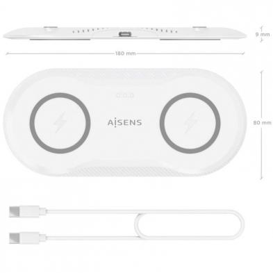 Base de carga Inalámbrica Aisens ASCH-15W2WC059-W/ 15W/ Blanco