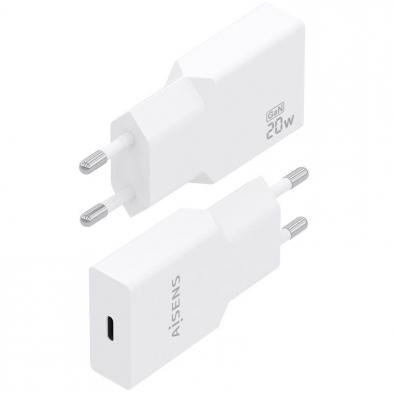 Cargador de Pared GaN Aisens A110-0997/ 1xUSB Tipo-C/ 20W/ Blanco