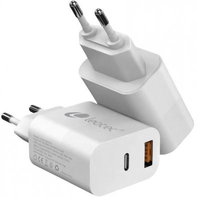 Cargador de Pared GaN Leotec LECSPH30W2W/ 1xUSB Tipo-C/ 1xUSB/ 30W