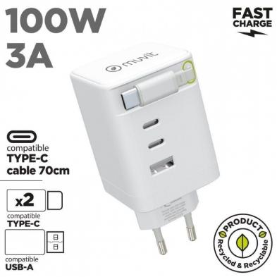 Cargador de Pared Muvit For Change MCACC0050/ 1xUSB/ 2xUSB Tipo-C/ 100W