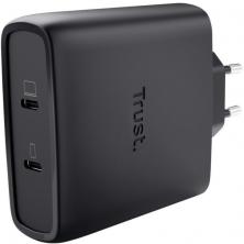 Cargador de Pared GaN Trust Maxo 100W/ 2xUSB Tipo-C/Incluye Cable USB Tipo-C/ 100W