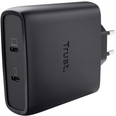 Cargador de Pared GaN Trust Maxo 100W/ 2xUSB Tipo-C/Incluye Cable USB Tipo-C/ 100W