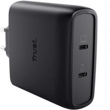 Cargador de Pared GaN Trust Maxo 100W/ 2xUSB Tipo-C/Incluye Cable USB Tipo-C/ 100W