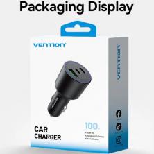 Cargador de Coche Vention FFQB0/ 2xUSB-Tipo C/ 1xUSB/ 100W