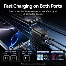 Cargador de Pared GaN Vention FEFB0-EU/ 2xUSB Tipo-C/ 45W
