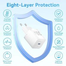Cargador de Pared GaN Vention FEZW0-EU/ 1xUSB Tipo-C/ 30W