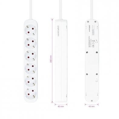 Regleta Nanocable 10.37.0006-NS/ 6 Tomas de Corriente/ Cable 1.4m/ Blanca