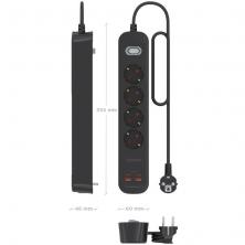 Regleta con Interruptor Aisens ASPS-2A2C13-BK/ 4 Tomas de Corriente/ 2 USB - 2 USB Tipo-C/ Cable 1.4m/ Negro