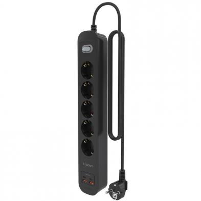 Regleta con Interruptor Aisens ASPS-2A2C15-BK/ 5 Tomas de Corriente/ 2 USB - 2 USB Tipo-C/ Cable 1.4m/ Negro