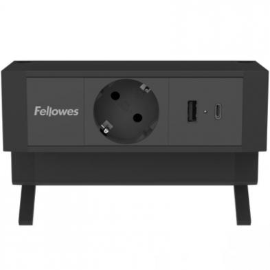 Regleta Sobremesa Fellowes 100137172/ 1 Tomas de corriente/ 1 USB - 1 USB Tipo-C/ Cable 2m/ Negra