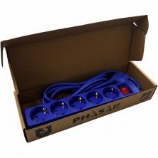 Regleta con Interruptor Phasak BN 0825/ 5 Tomas de Corriente/ Cable 1.8m/ Azul