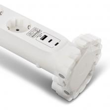 Regleta con interruptor Salicru SAFE 5S+/ 4 Tomas de corriente/ 1 Master/ 2 USB Tipo-C/ 1 USB/ Cable 1.4m/ Blanca