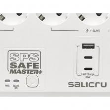 Regleta con interruptor Salicru SAFE MASTER+/ 5 Tomas de corriente/ 1 Master/ 2 USB Tipo-C/ 1 USB/ Cable 1.4m/ Blanca